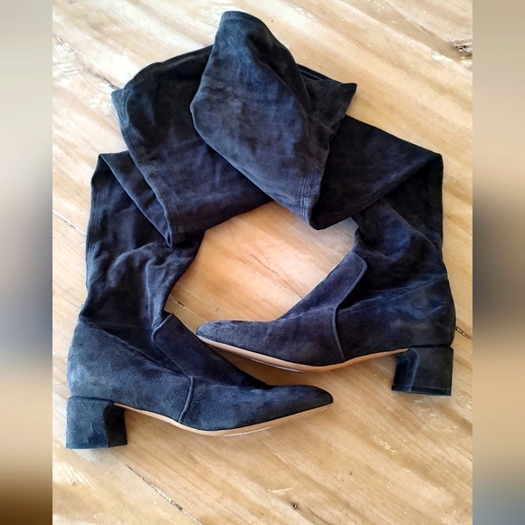 Parallele Paris France woman's thigh high gray suede leather boots UK 5 US 7 - Picture 4 of 16